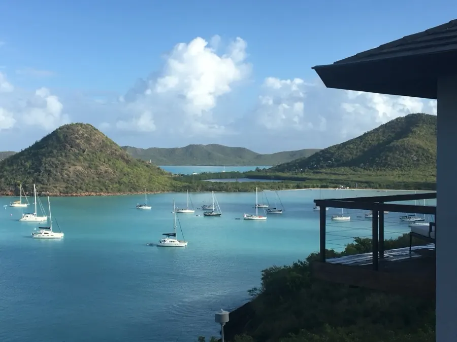 Sailboats in a sheltered anchorage