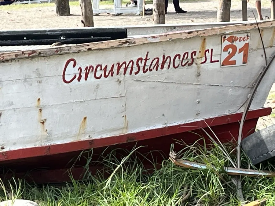 A beached fishing boat named Circumstances